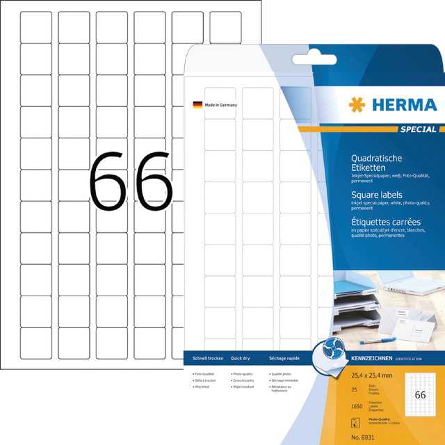 ETIKET HERMA 8831 25.4X25.4MM MAT WIT