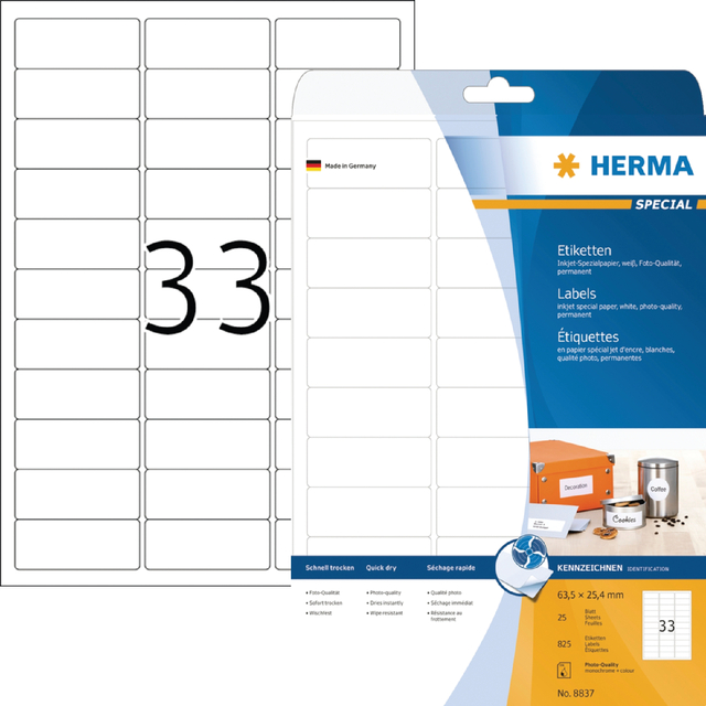 ETIKET HERMA 8837 63.5X25.4MM MAT WIT