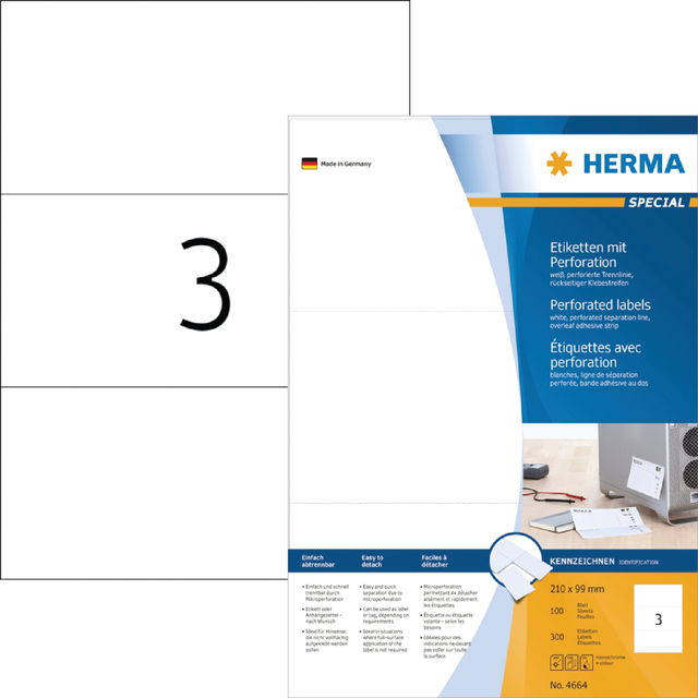 ETIKET HERMA 4664 210X99MM GEPERFOREERD