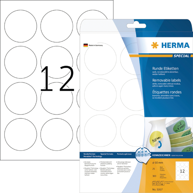 ETIKET HERMA 5067 60MM VERWIJDERB WIT