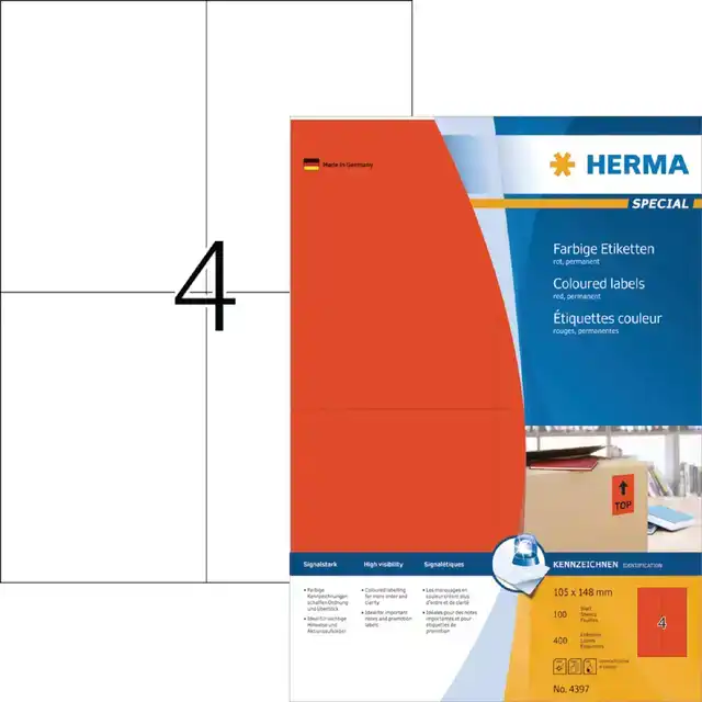 ETIKET HERMA 4397 105X148MM A6 ROOD