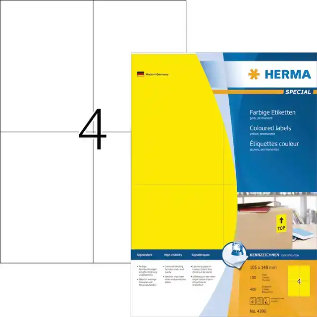 ETIKET HERMA 4396 105X148MM A6 GEEL