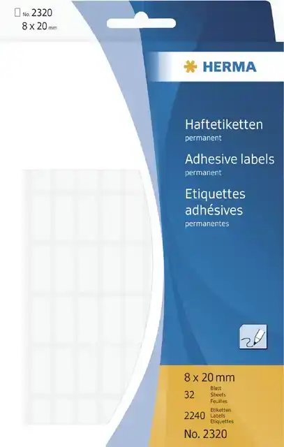 ETIKET HERMA 2320 8X20MM WIT 2240STUKS