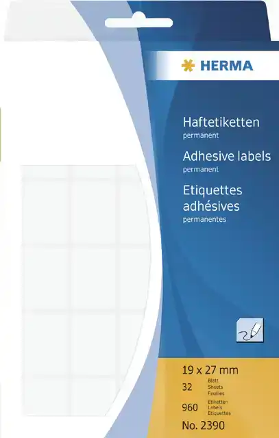 ETIKET HERMA 2390 19X27MM WIT 960STUKS