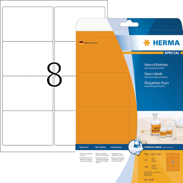 ETIKET HERMA 5145 99.1X67.7MM FLUOR OR