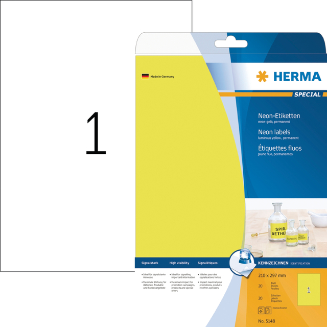 ETIKET HERMA 5148 210X297MM A4 FLUOR