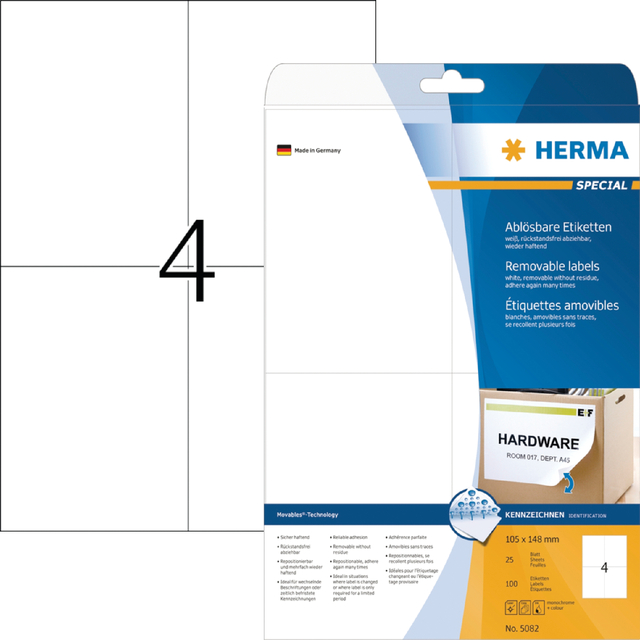 ETIKET HERMA 5082 105X148MM VERWIJDERB