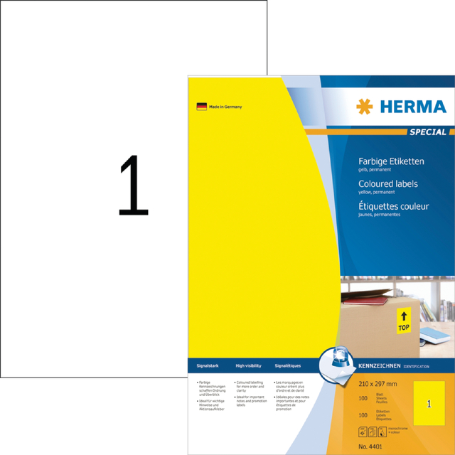ETIKET HERMA 4401 210X297MM A4 GEEL