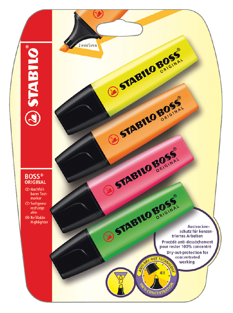 MARKEERSTIFT STABILO BOSS 70/4 4ST