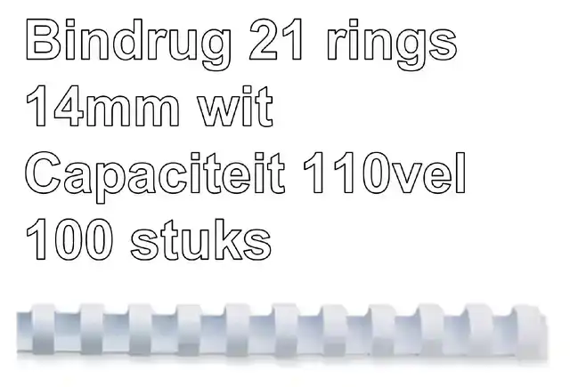 BINDRUG FELLOWES 14MM 21RINGS A4 WIT