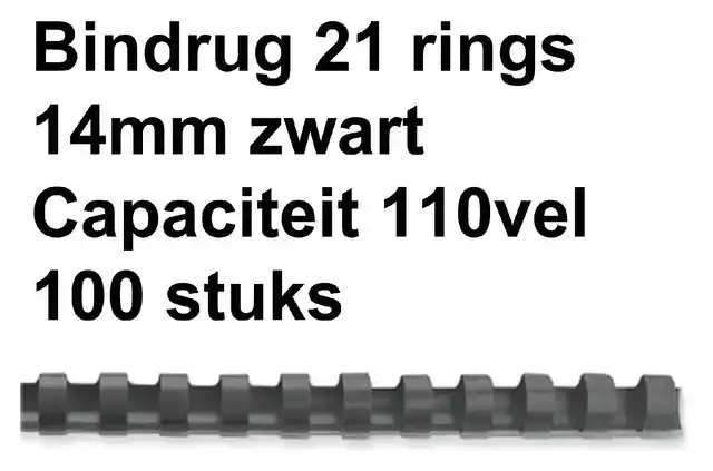 BINDRUG FELLOWES 14MM 21RINGS A4 ZWART