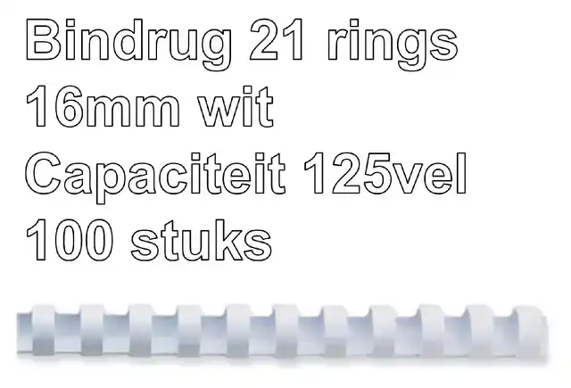 BINDRUG FELLOWES 16MM 21RINGS A4 WIT