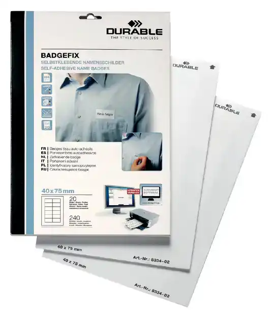 NAAMBADGE ETIKET DURABLE 40X75MM ZELFKL