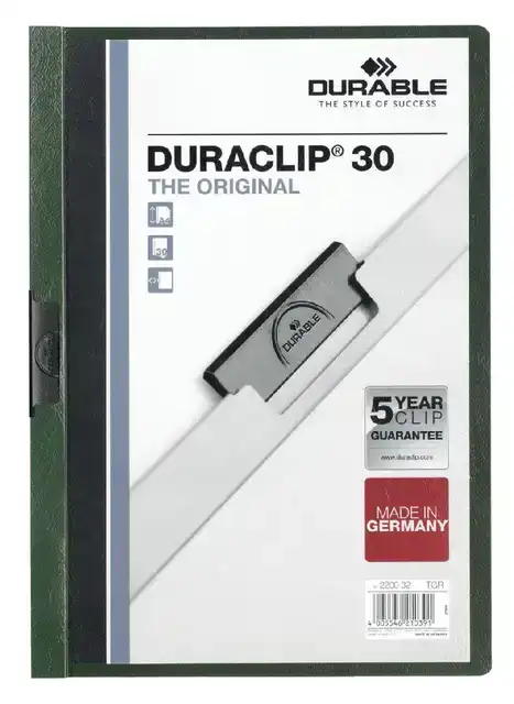 KLEMMAP DURABLE DURACLIP A4 3MM 30V DGN