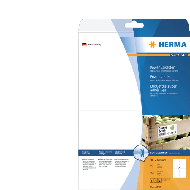 ETIKET HERMA POWER 10909 105X148MM WIT