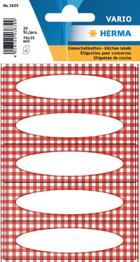ETIKET HERMA 3639 KEUKEN RUIT ROOD