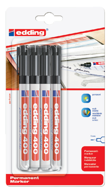 VILTSTIFT EDDING 400 ROND 1MM ZWART