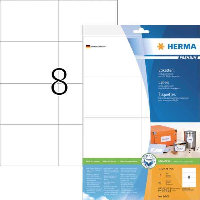 ETIKET HERMA 8645 105X74MM PREMIUM WIT