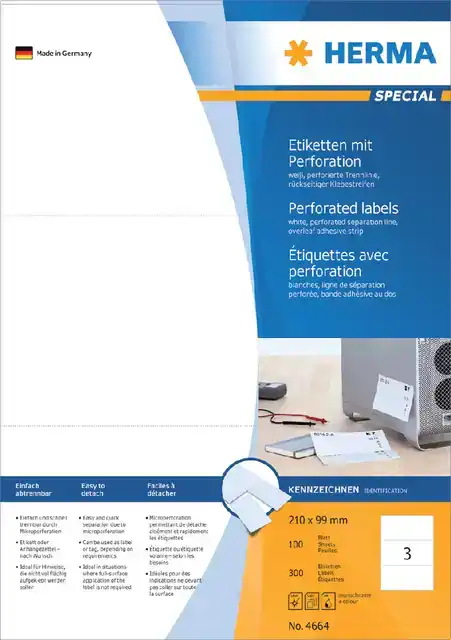 ETIKET HERMA 4664 210X99MM GEPERFOREERD