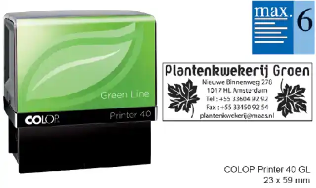 TEKSTSTEMPEL COLOP PRINTER 40 GREEN