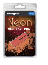 USB STICK 2.0 INTEGRAL 16GB NEON ORANJE