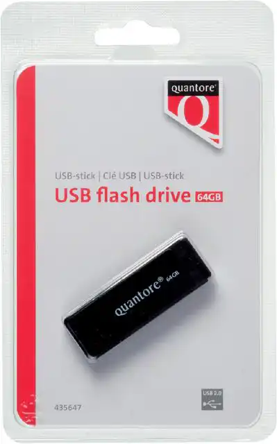 USB-STICK QUANTORE 64GB 2.0 ZWART