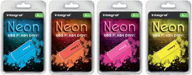 USB STICK 2.0 INTEGRAL 32GB NEON GEEL