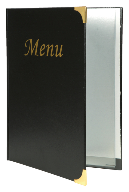 MENUKAART SECURIT A4 4 X 2 TASSEN ZWART
