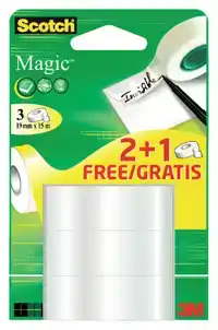 PLAKBAND SCOTCH MAGIC 19MMX15M 2+1