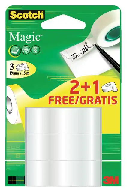 PLAKBAND SCOTCH MAGIC 19MMX15M 2+1