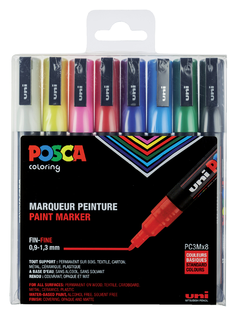 VERFSTIFT POSCA PC3M F 8ST ASSORTI