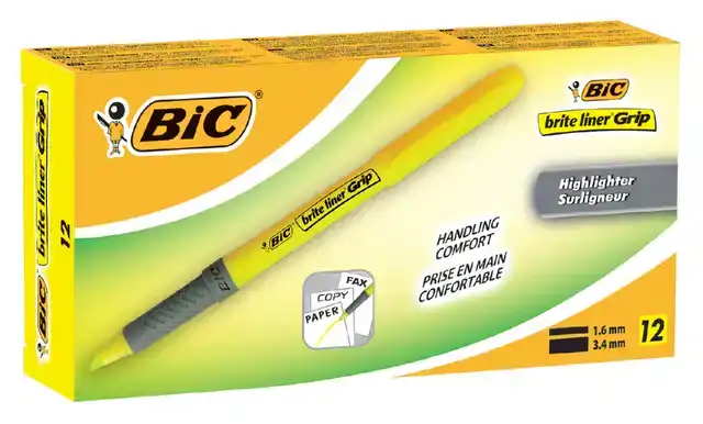 MARKEERSTIFT BIC BRITE LINER GRIP GEEL