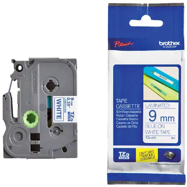 LABELTAPE BROTHER PTOUCH TZE223 9MM WIT