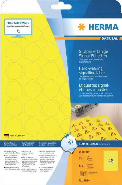 ETIKET HERMA 8034 30MM ROND 1200STUKS