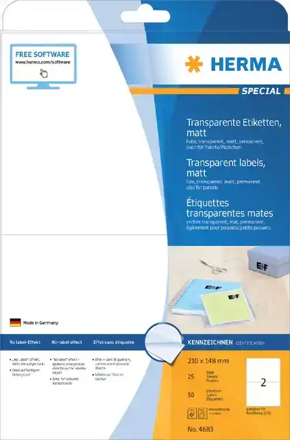 ETIKET HERMA 4683 210X148MM MAT 50ST