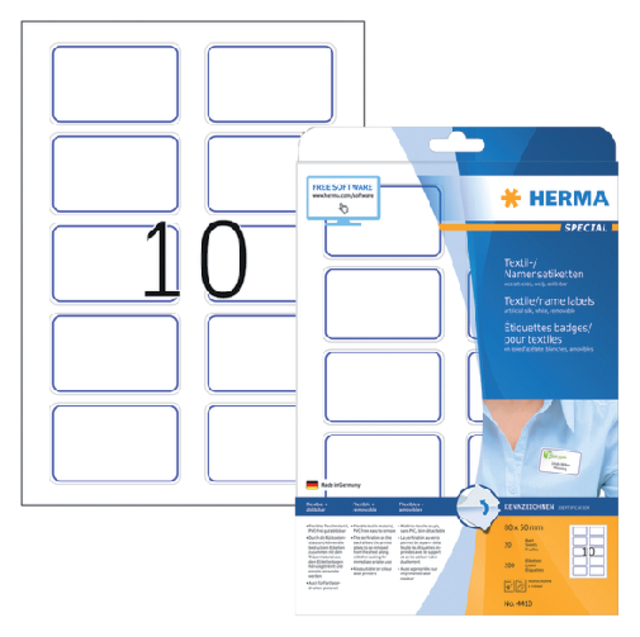 NAAMBADGE ETIKET HERMA 4410 80X50 WIT