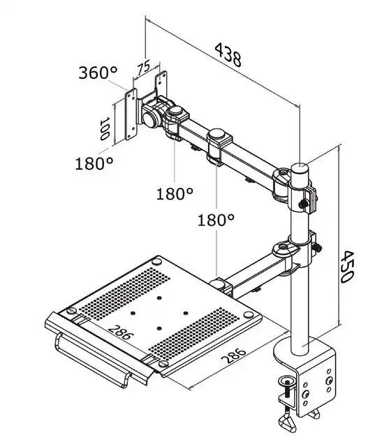 LAPTOPARM NEOMOUNTS D960 27 INCH KLEM