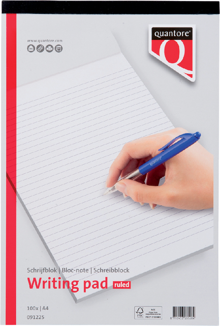 SCHRIJFBLOK QUANTORE A4 LIJN 100VEL