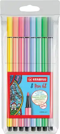 VILTSTIFT STABILO PEN 68/8 M PASTEL ASS