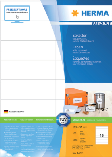 ETIKET HERMA 4462 105X37MM PREMIUM WIT