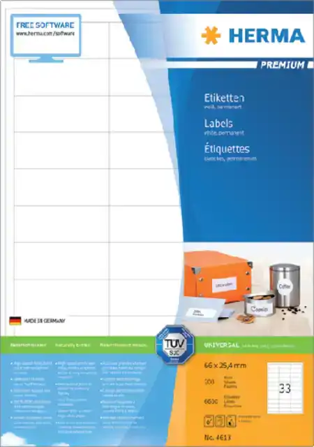 ETIKET HERMA 4613 66X25.4MM PREMIUM WIT