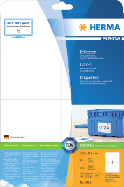 ETIKET HERMA 5063 105X148MM A6 PREM WIT