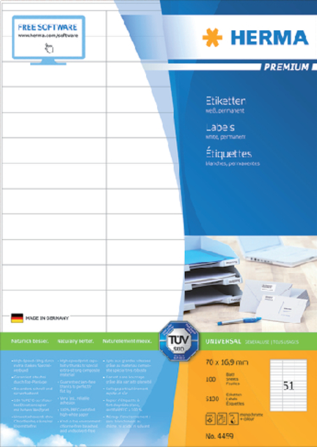 ETIKET HERMA 4459 70X16.9MM PREMIUM WIT