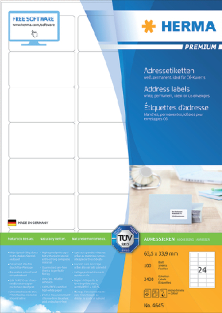 ETIKET HERMA 4645 63.5X33.9MM PREM WIT