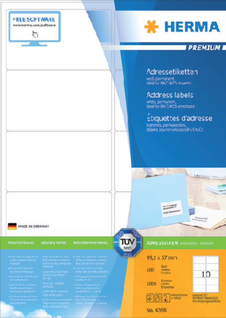 ETIKET HERMA 4268 99.1X57MM PREMIUM WIT