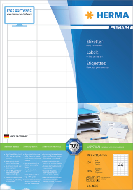 ETIKET HERMA 4608 48.3X25.4MM PREM WIT