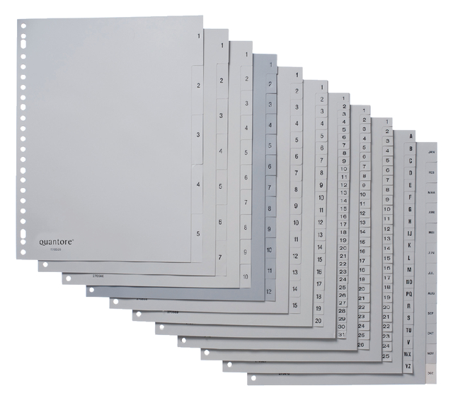 TABBLAD QUANTORE 23RINGS PP 1-10 GRIJS