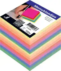 MEMOKUBUS INHOUD KANGARO 9X9X9CM KRIMP à 700 VEL ASSORTI KLE