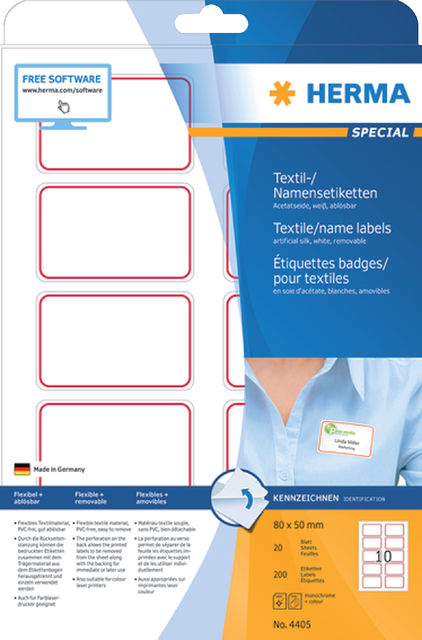 NAAMBADGE ETIKET HERMA 4405 80X50MM WIT