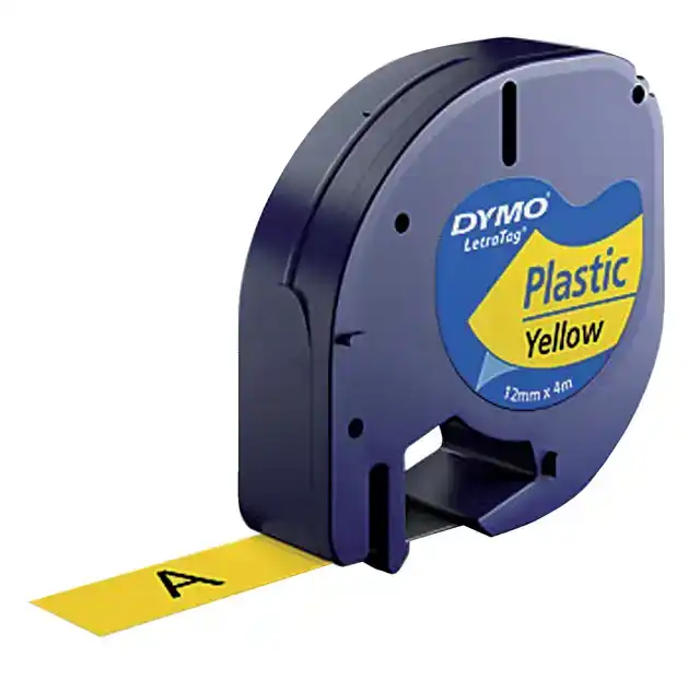 LABELTAPE DYMO LETRATAG PLASTIC 12MM